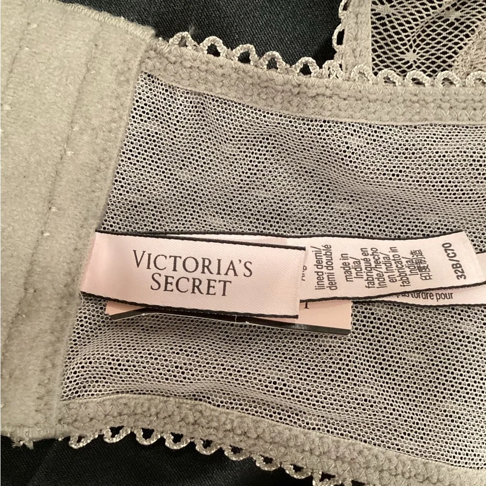 VS Crop Top Sheer Lace Longline Bralette Crop Top. Heather Gray - Picture 7 of 9